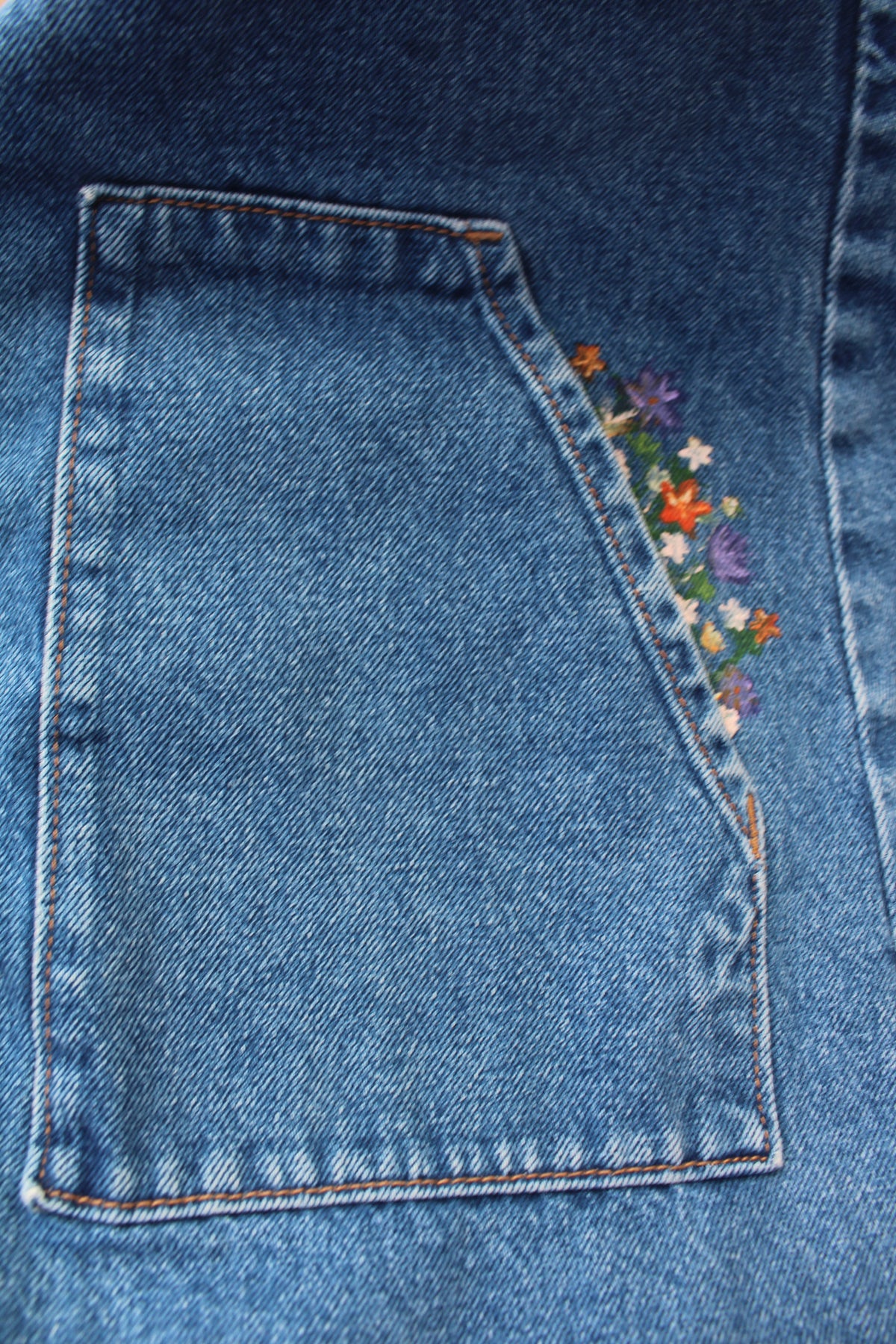 Denim Flower Overall Dress