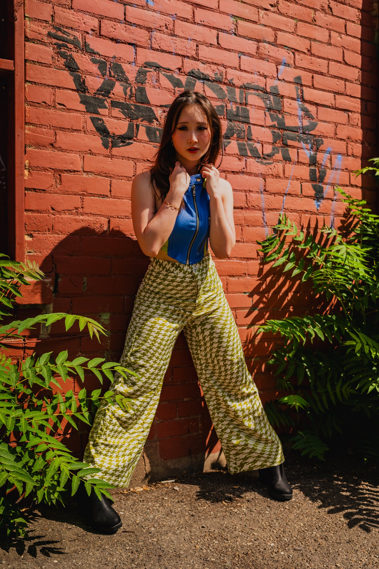 Green Houndstooth Pants