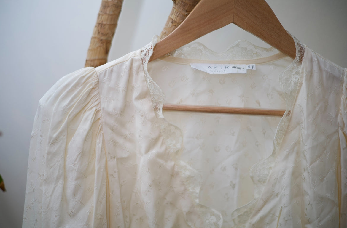 Cream Long-sleeved Blouse