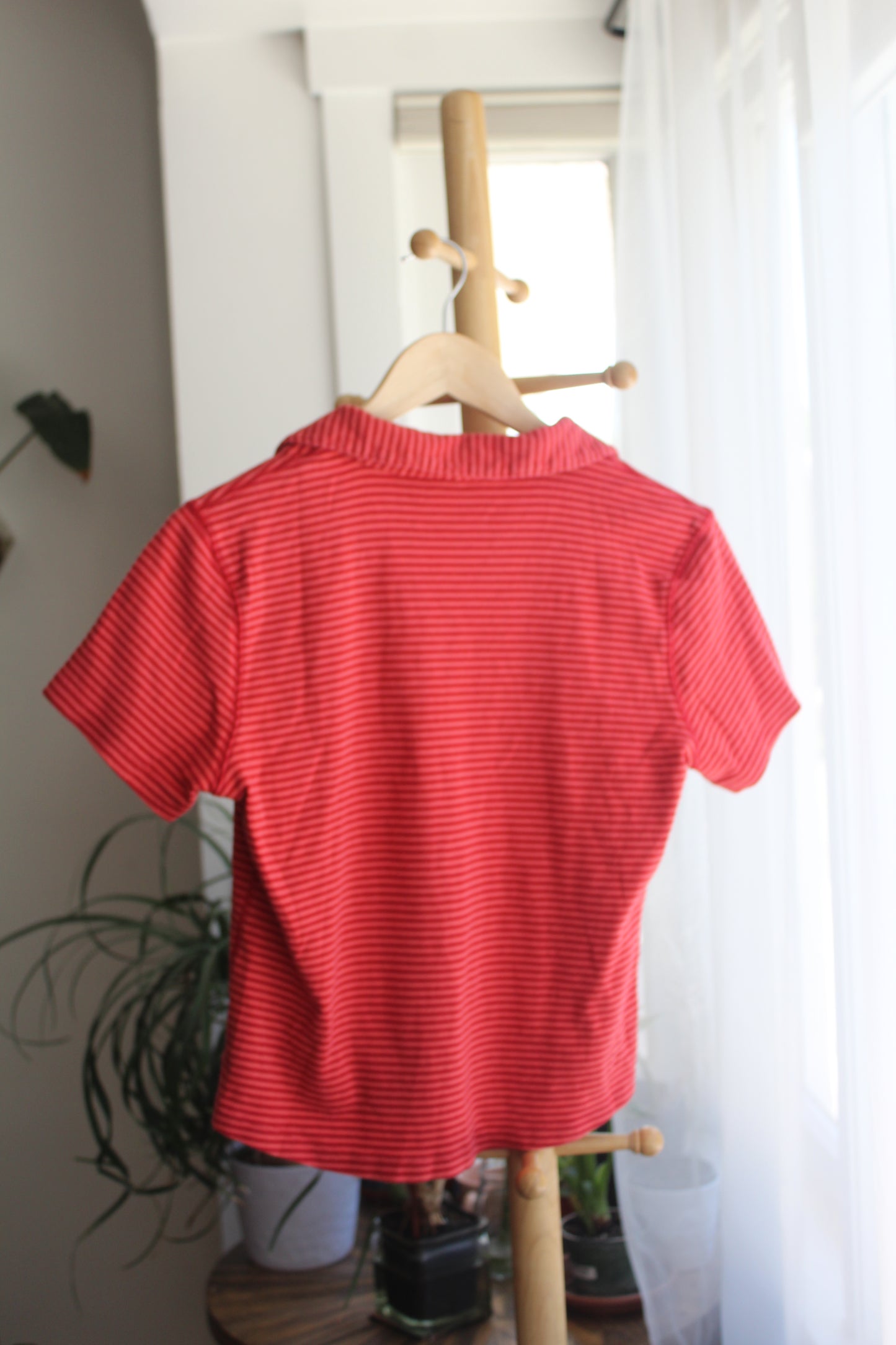 Red Striped Tee w/ Collar