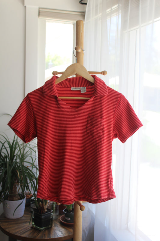 Red Striped Tee w/ Collar