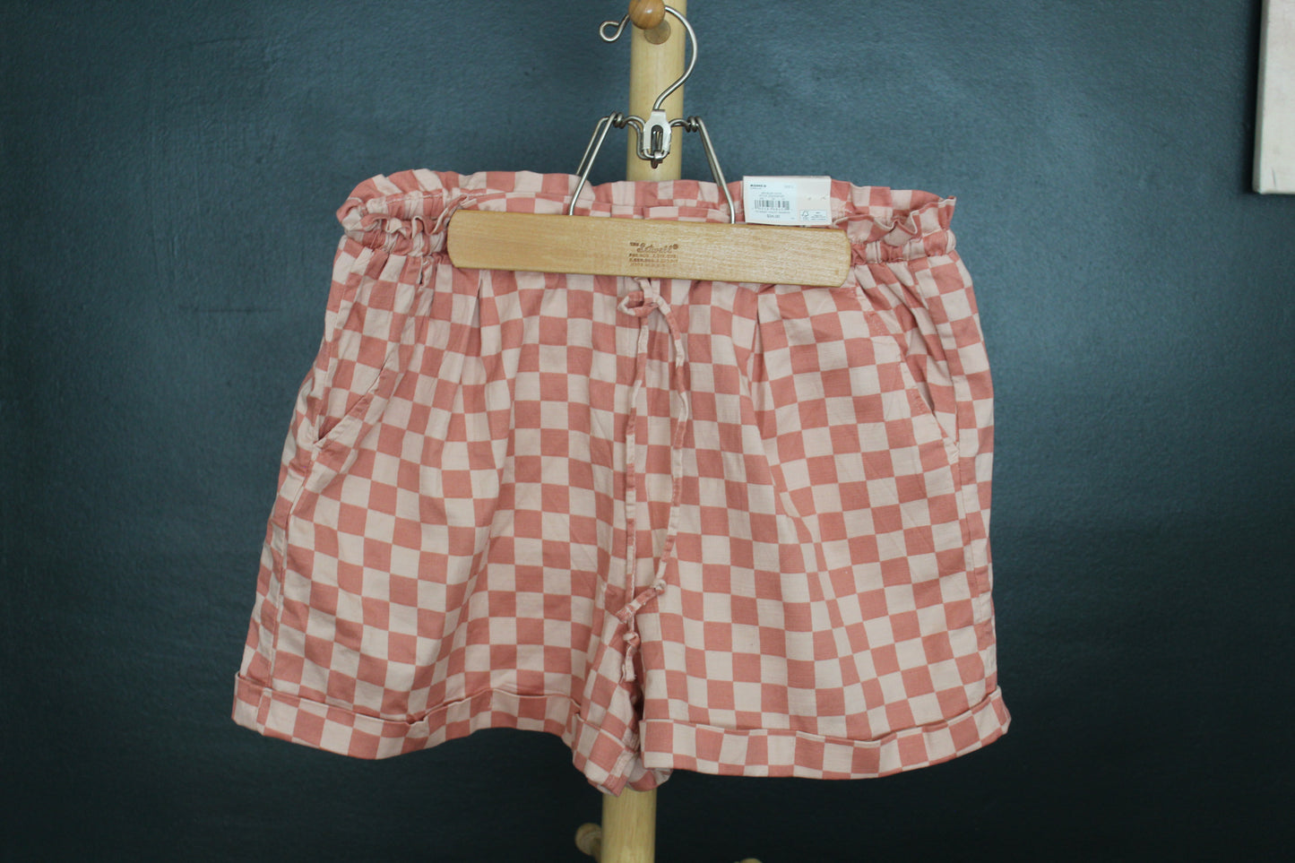 Pink Checkered Utility Shorts