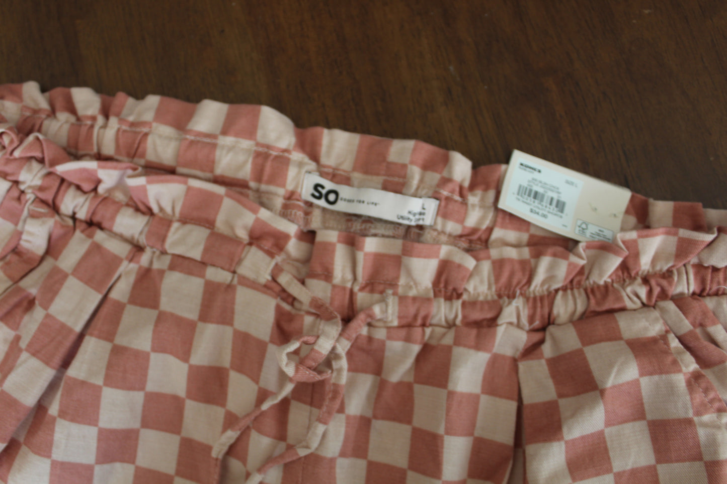 Pink Checkered Utility Shorts