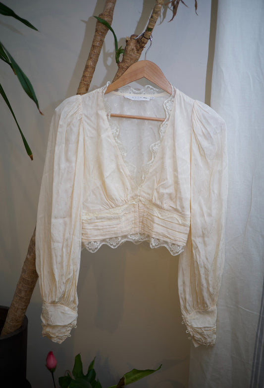 Cream Long-sleeved Blouse