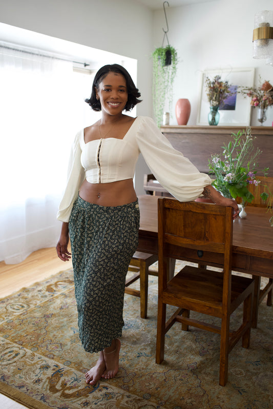 Green Floral Skirt