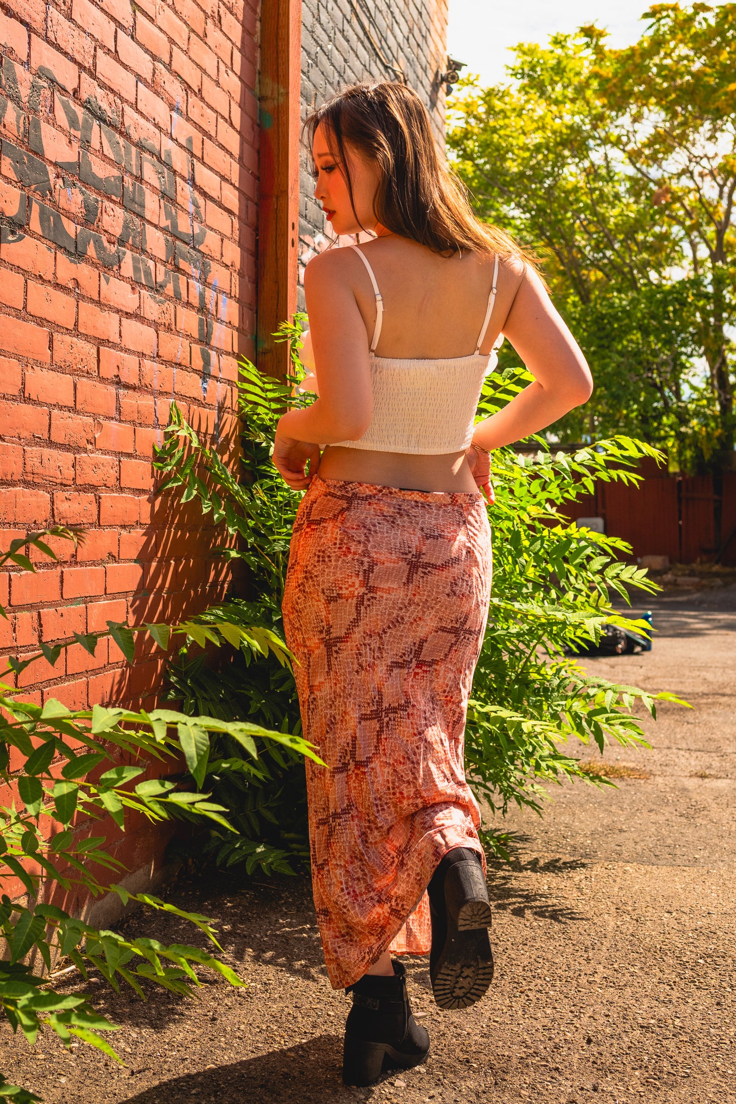 Pink Snakeskin Skirt