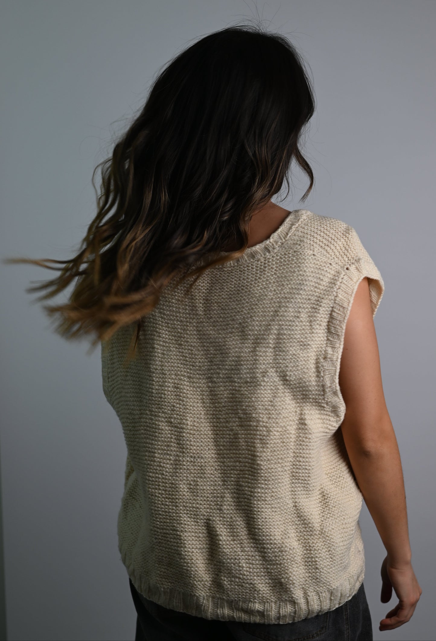 Cream Knit Oversized Vest