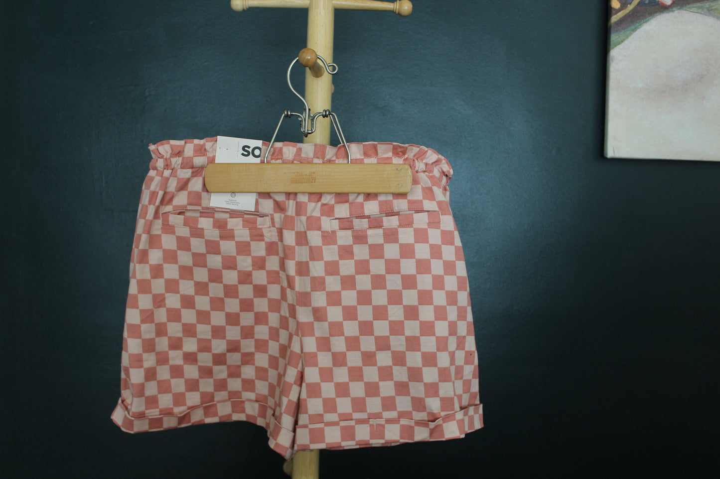 Pink Checkered Utility Shorts