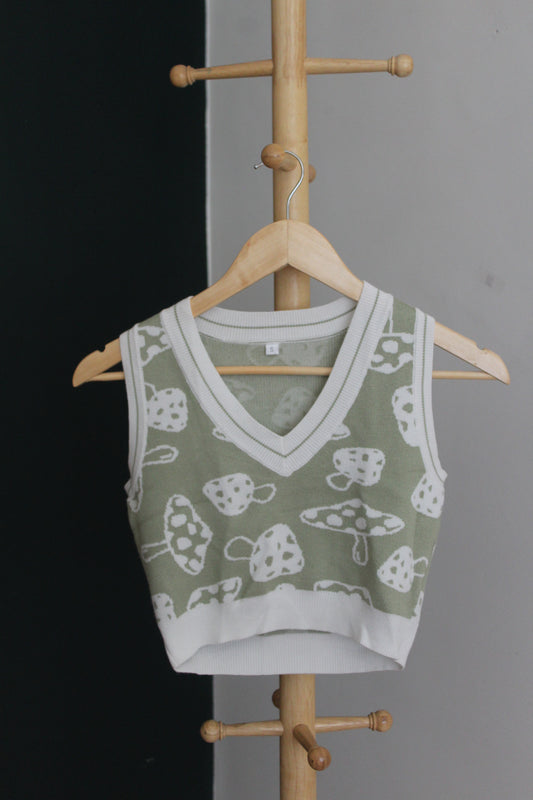 Green Mushroom Knit Tank