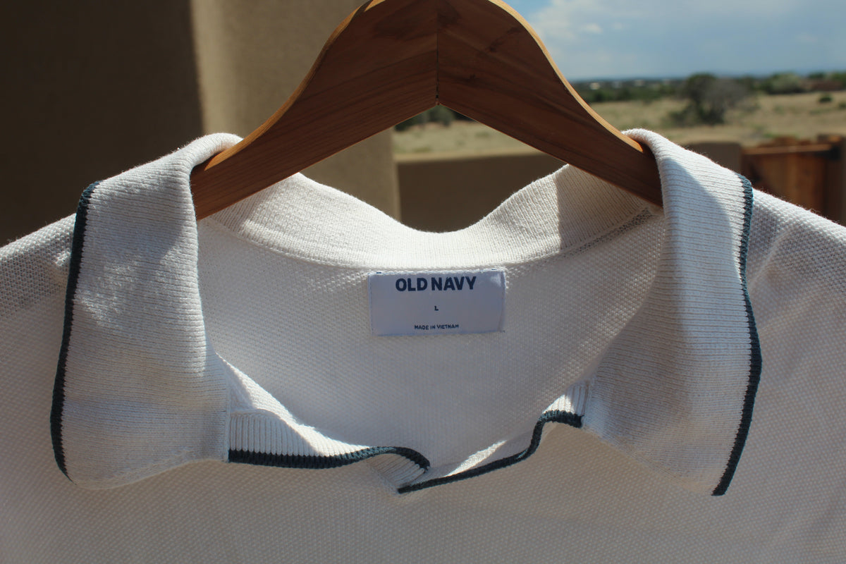White Knit Polo Shirt