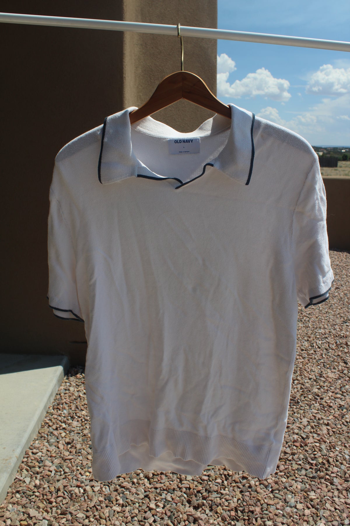 White Knit Polo Shirt