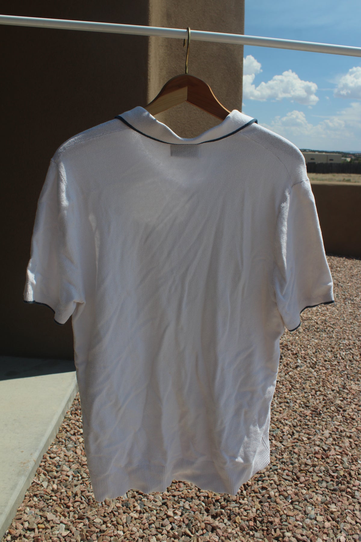 White Knit Polo Shirt