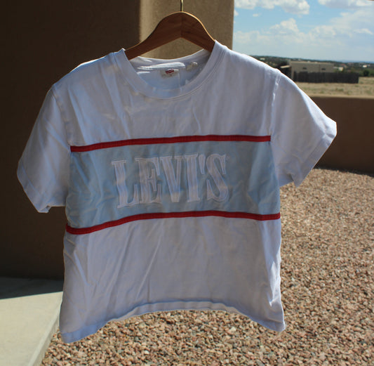 Levi's White Tee w/ Blue Stripe