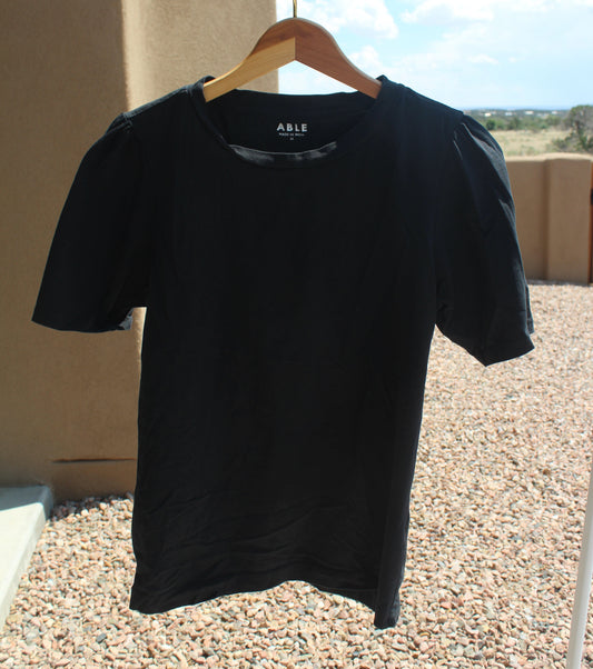 Black T-shirt w/ Puffed Sleeves