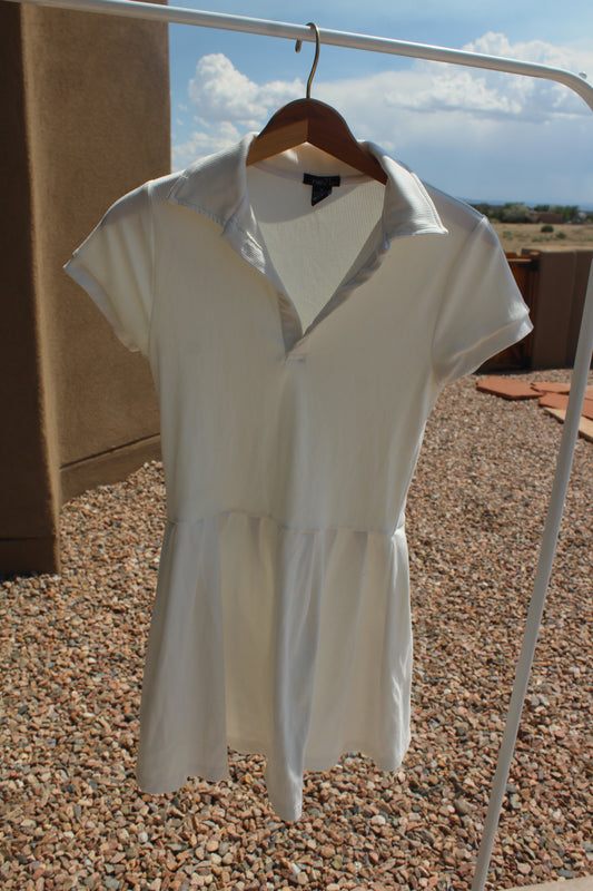 Sporty White Collared Dress