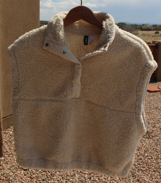 Cream Sherpa Pullover Vest