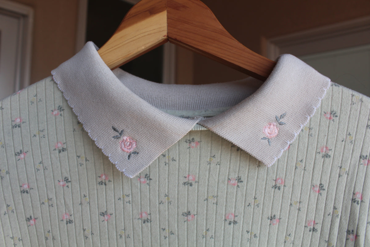 Light Green Granny Floral Polo Shirt