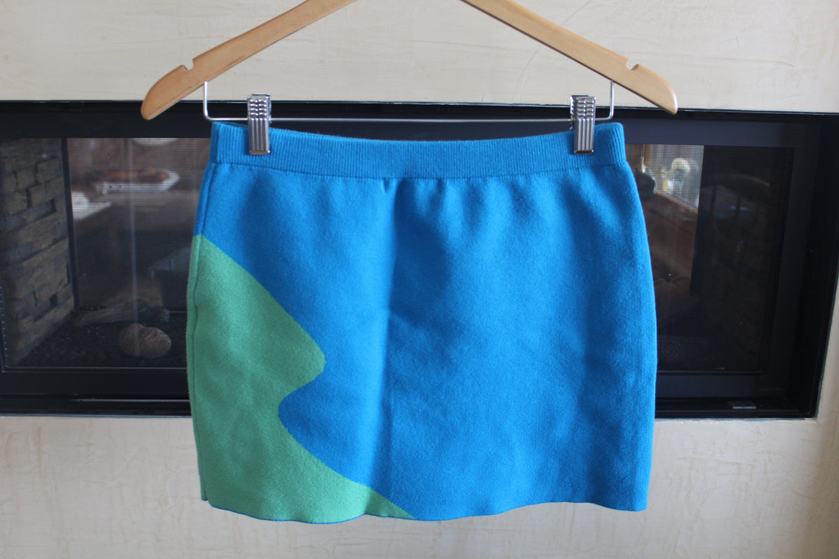 Bold Blue & Green 2 Piece Mini Skirt Set