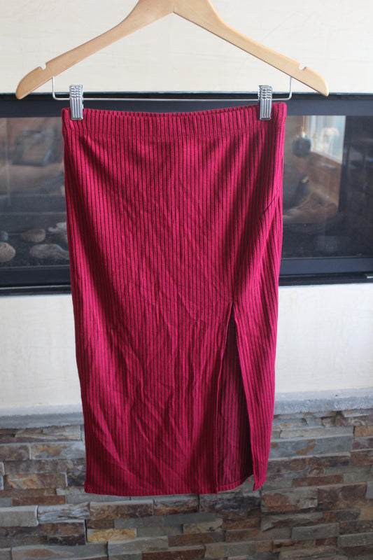 Red Striped Midi Skirt