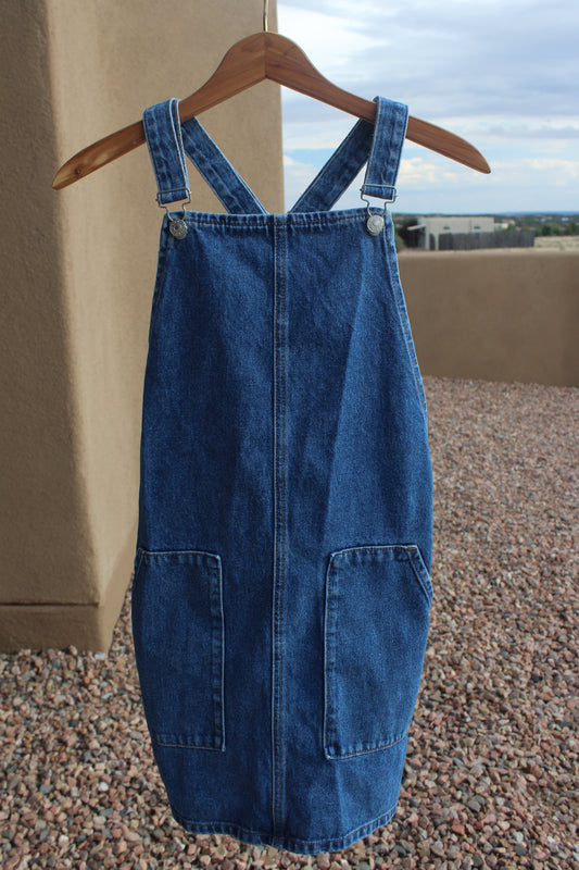 Denim Flower Overall Dress