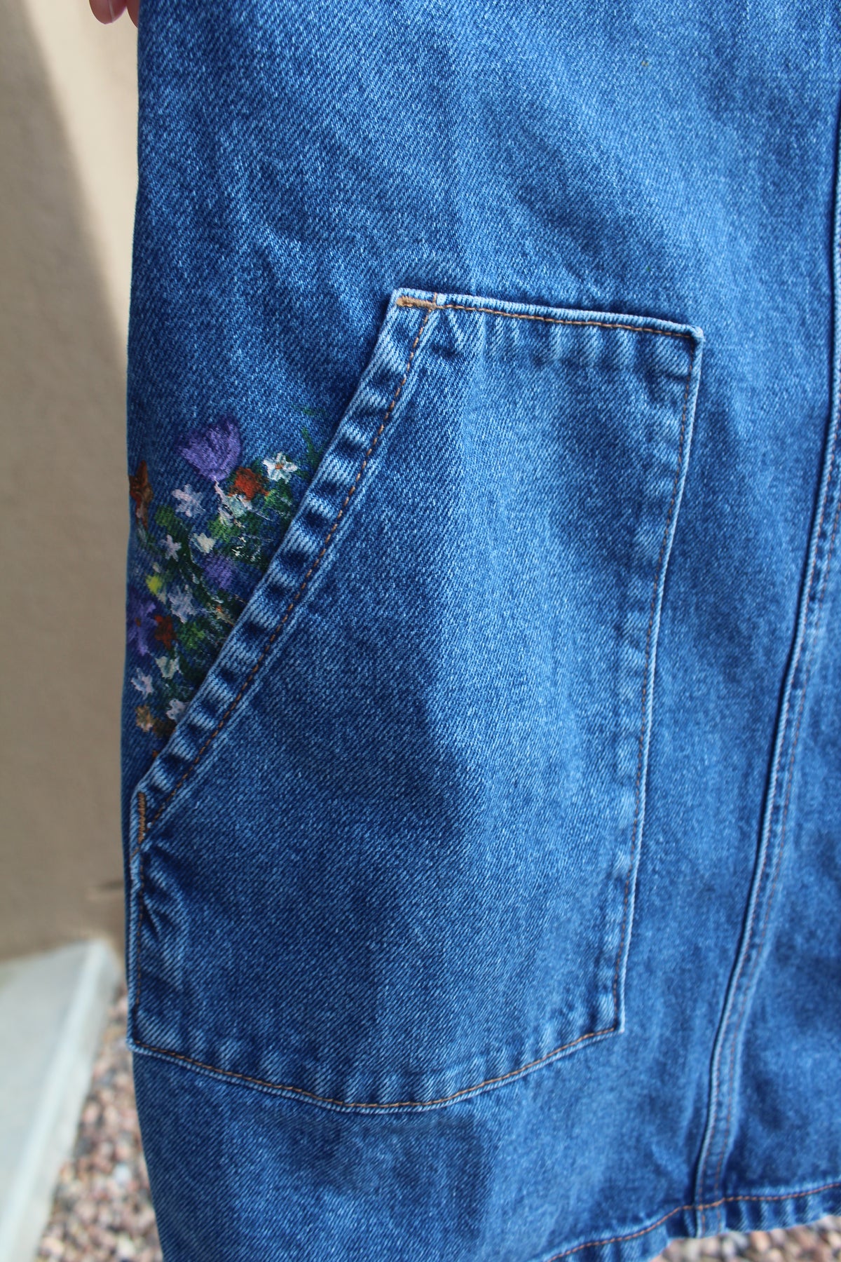 Denim Flower Overall Dress
