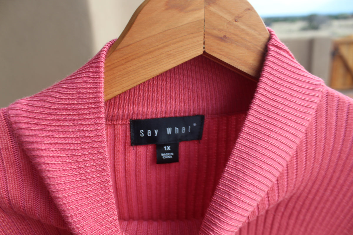 Pink Knit Long-sleeve Dress