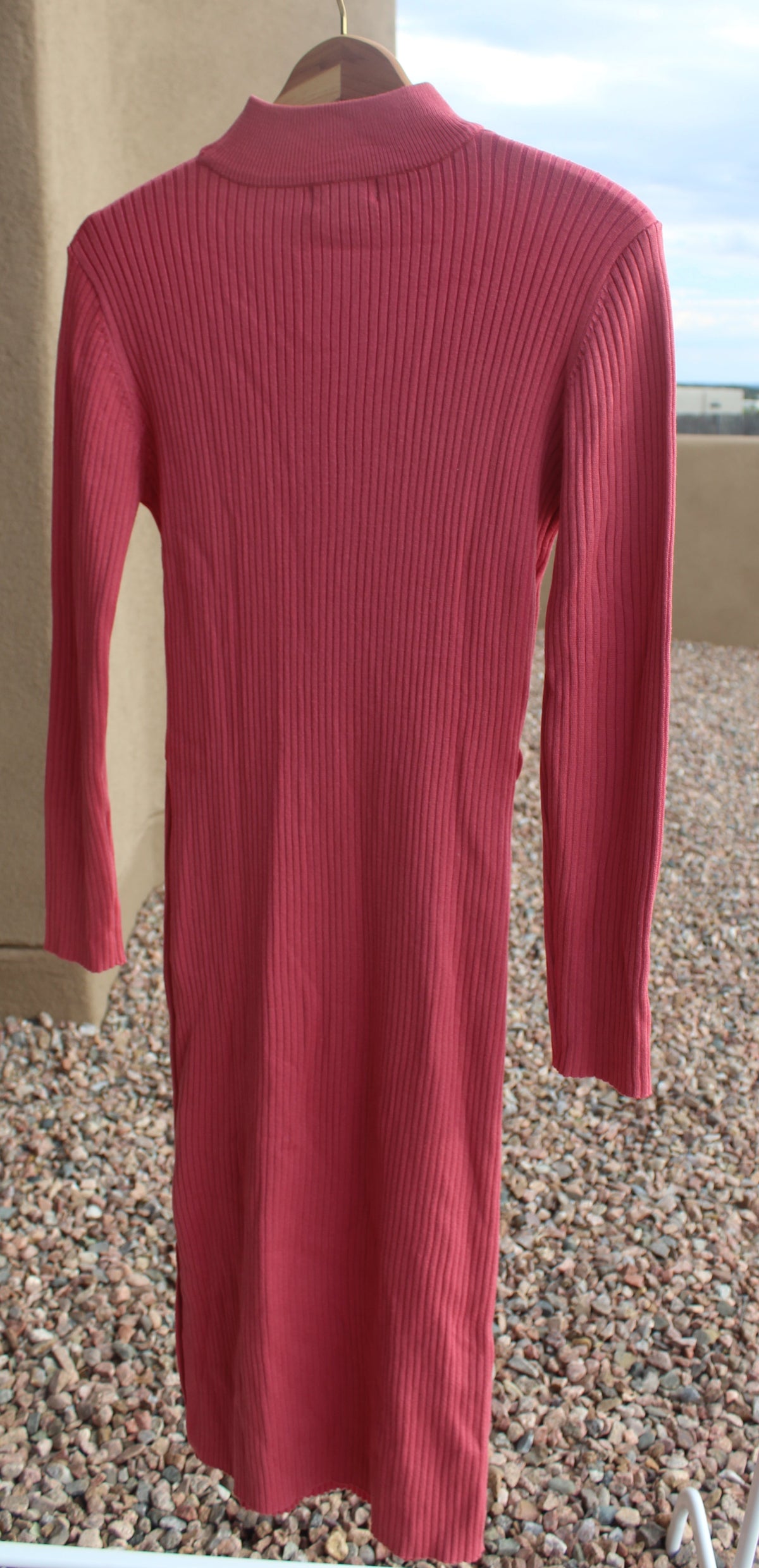 Pink Knit Long-sleeve Dress