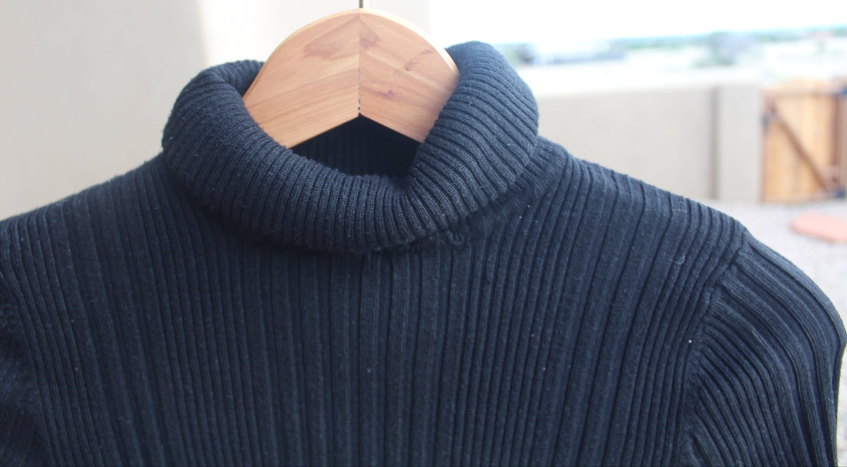 Black Knit Turtleneck Sweater