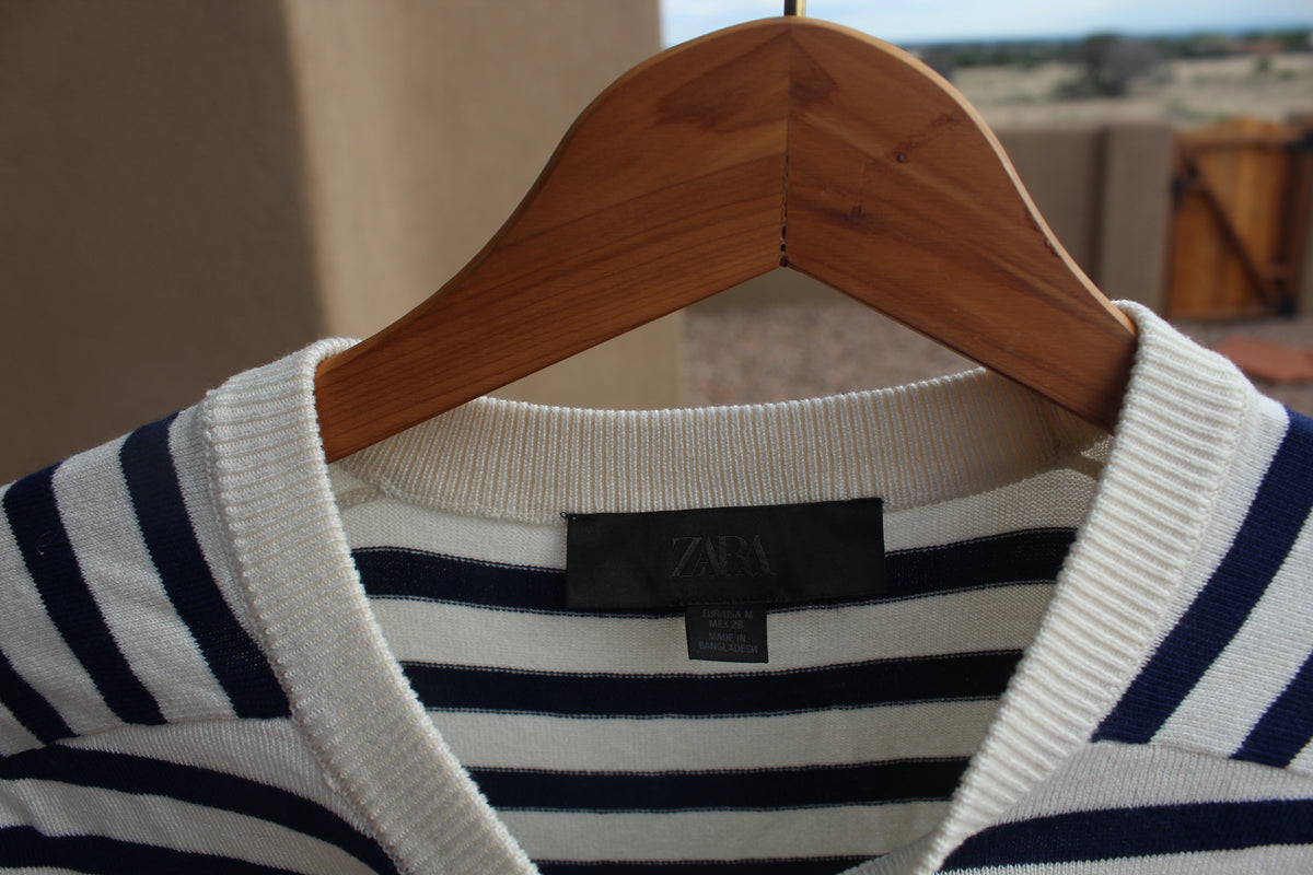 Blue & Cream Striped Long Sleeve Sweater