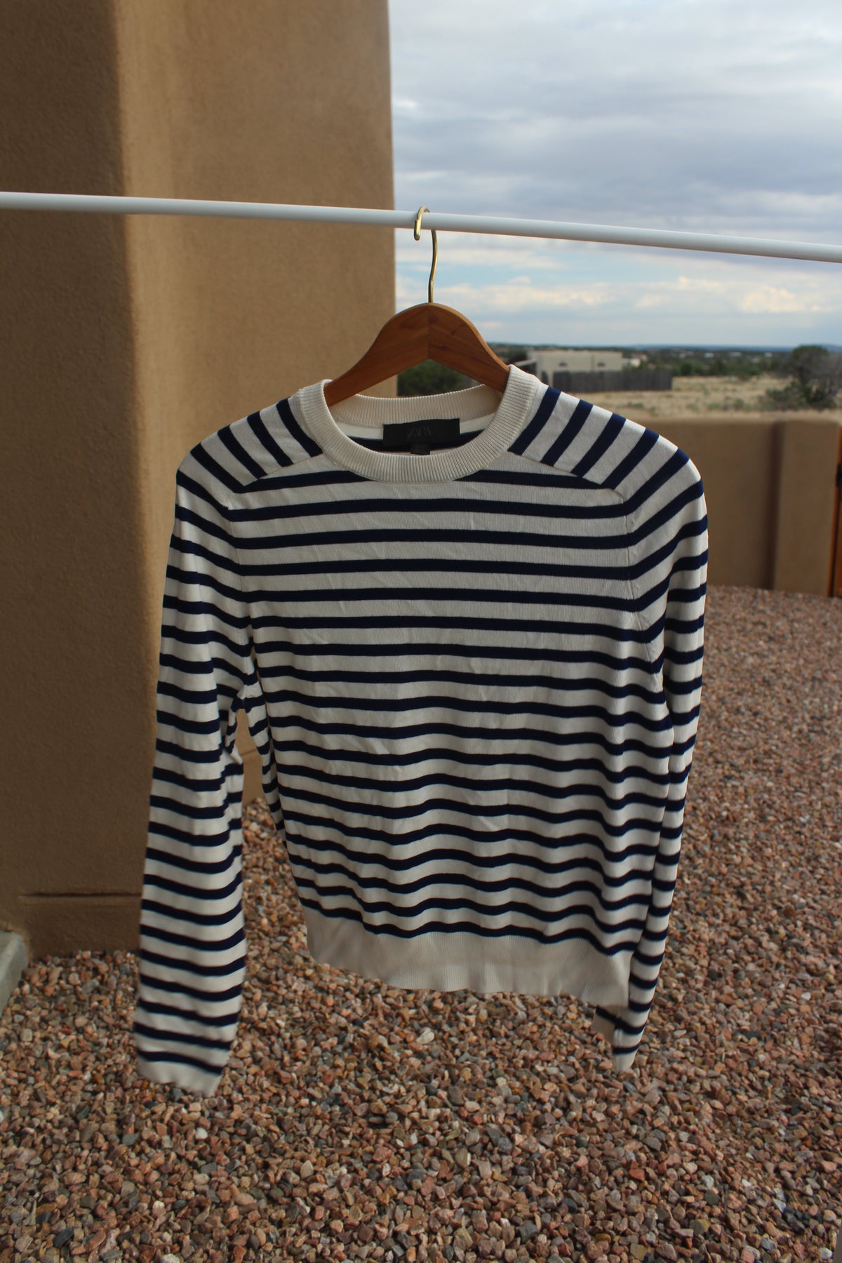 Blue & Cream Striped Long Sleeve Sweater