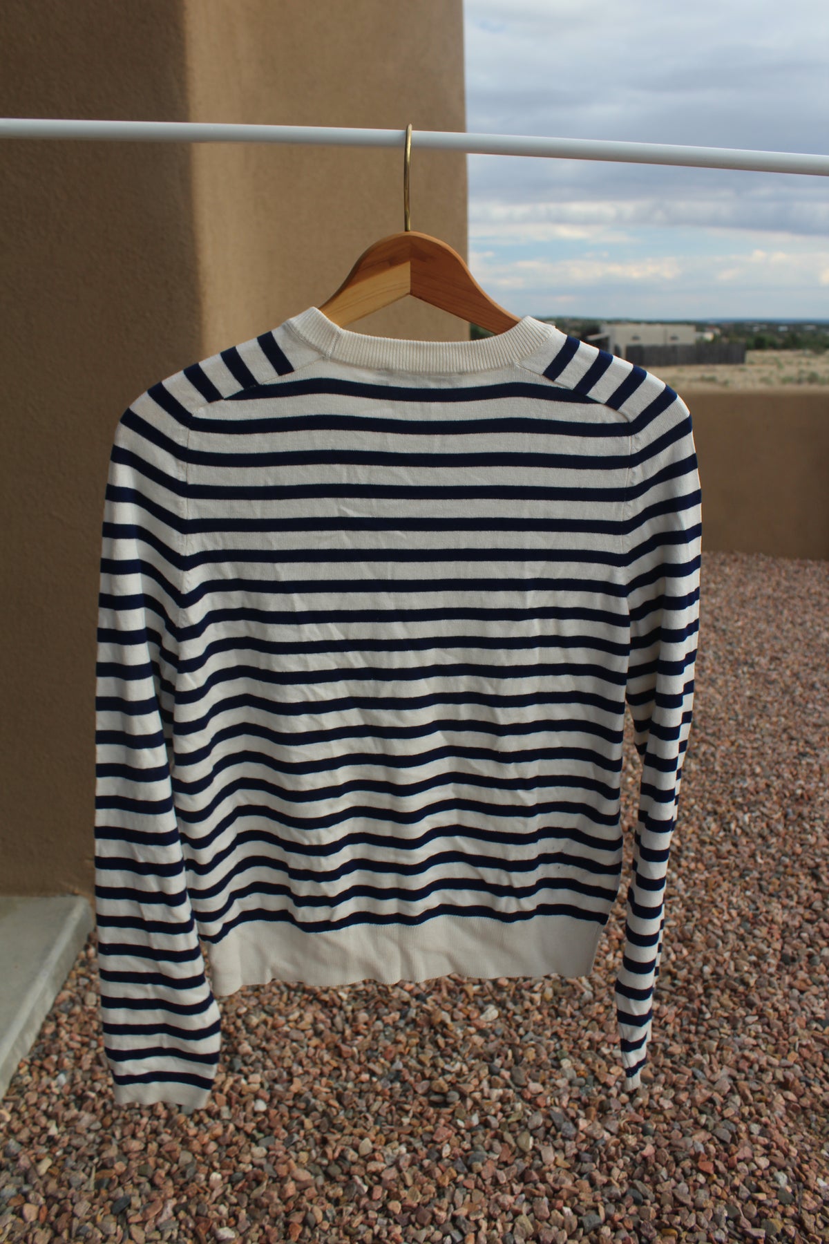 Blue & Cream Striped Long Sleeve Sweater