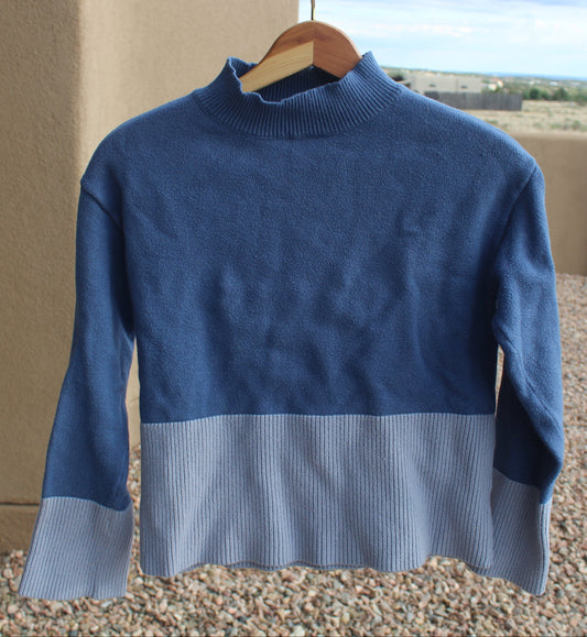Double Blue Mock Neck Sweater